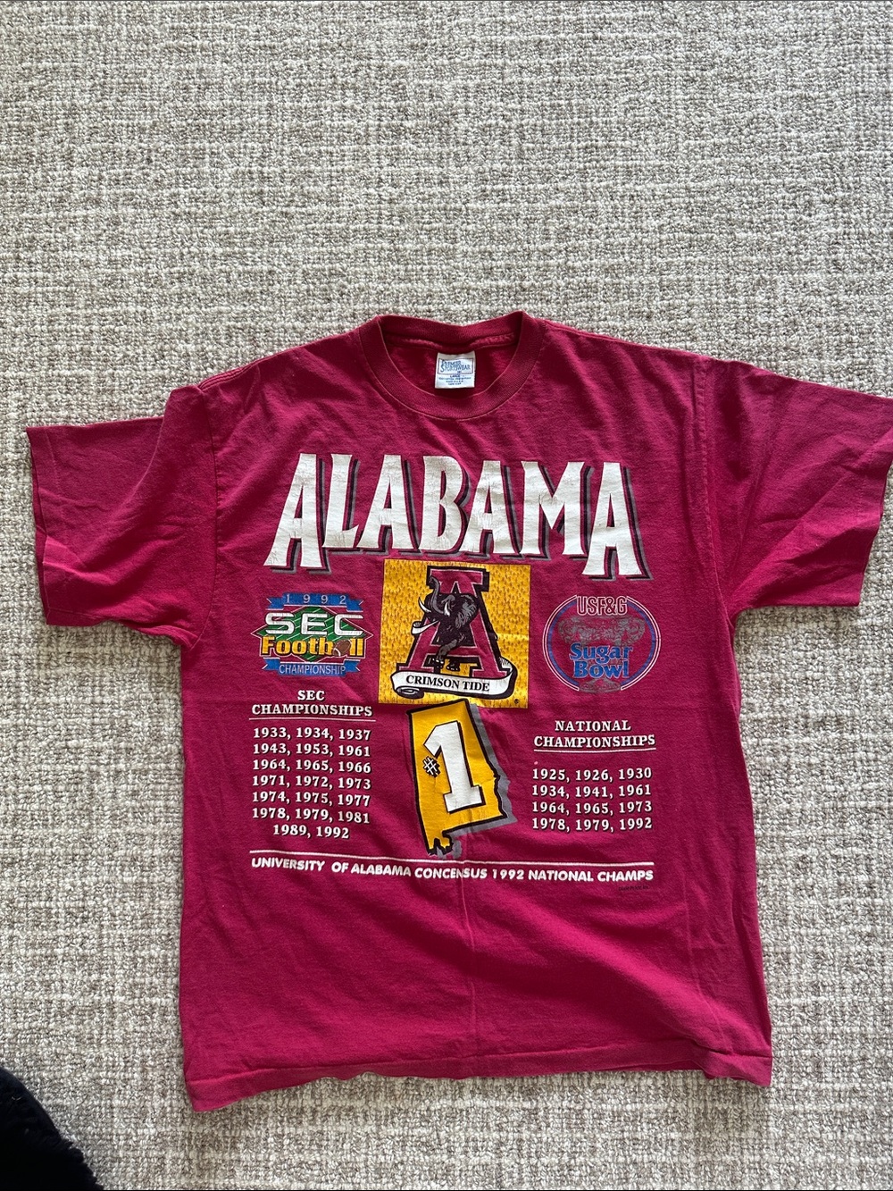Alabama Crimson Tide Vintage Crewneck T-Shirt - Crimson